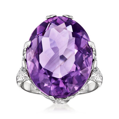 C. 2000 Vintage 13.75 Carat Amethyst Ring in 14kt White Gold