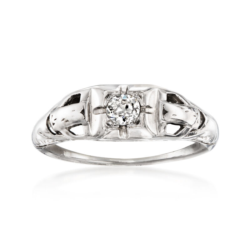 C. 1950 Vintage .15 Carat Diamond Ring in 18kt White Gold. Size 6 image number 0