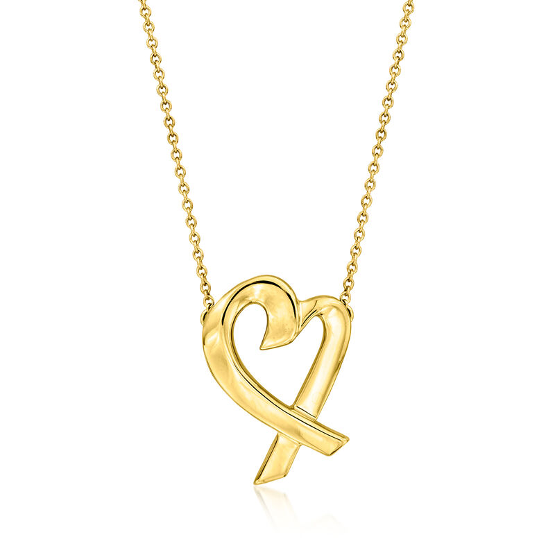 C. 1990 Vintage Tiffany Jewelry "Paloma Piccaso" 18kt Yellow Gold Heart Necklace. 18" image number 0