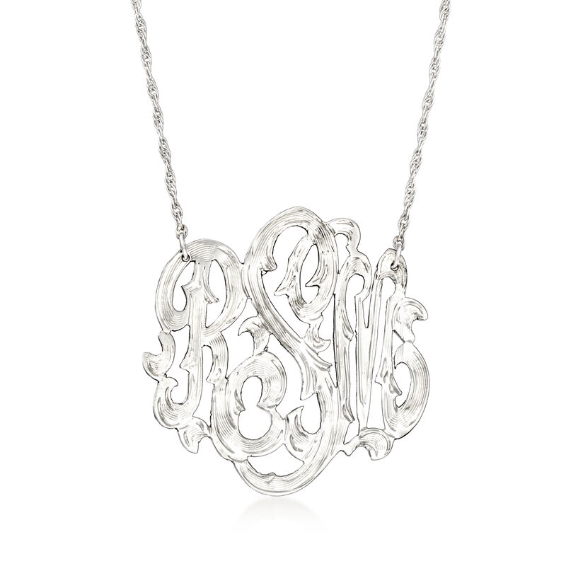 Sterling Silver Hand-Engraved Personalized Monogram Necklace. 16&quot; image number 1