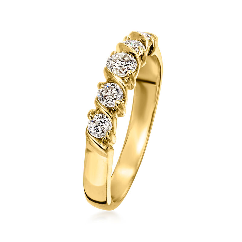 C. 1990 Vintage 1.00 ct. t.w. Diamond Five-Stone Ring in 10kt Yellow Gold. Size 6 image number 2