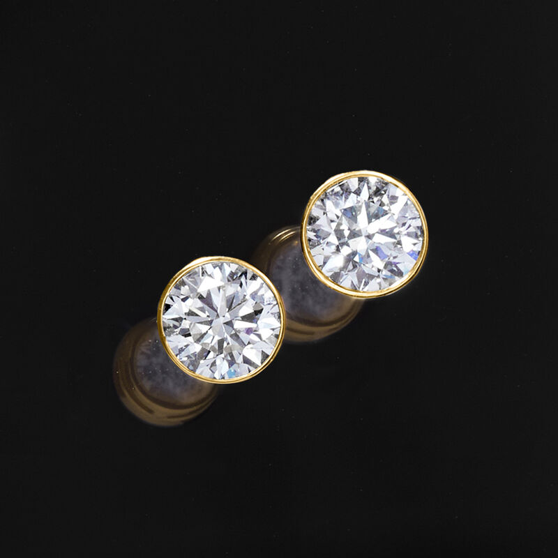 2.00 ct. t.w. Bezel-Set Lab-Grown Diamond Stud Earrings in 14kt Yellow Gold  image number 3