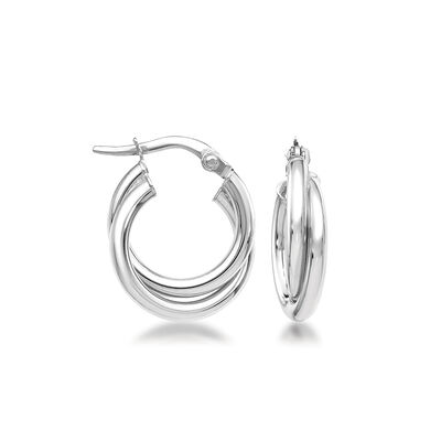 Italian 14kt White Gold Double Twisted Hoop Earrings