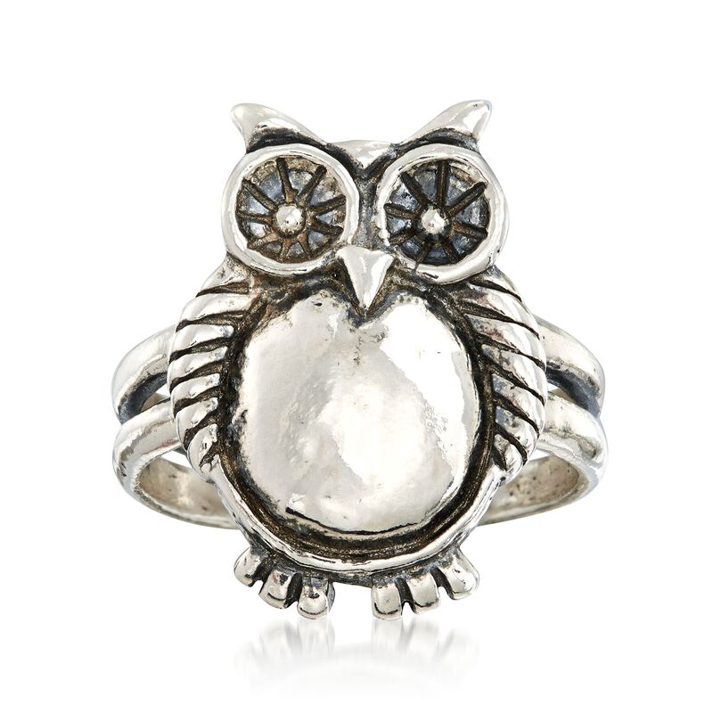 Sterling Silver Owl Ring image number 0