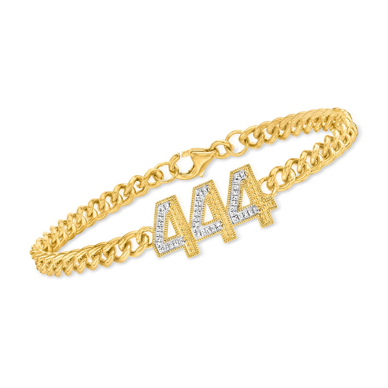 .10 ct. t.w. Diamond 444 Angel Number Bracelet in 18kt Gold Over Sterling image number 0