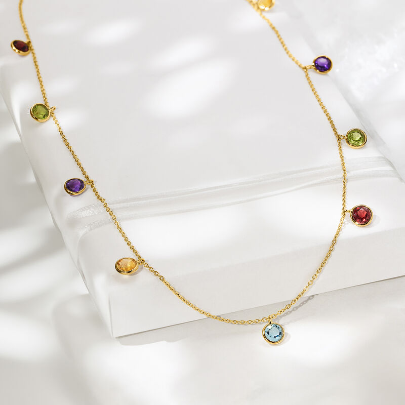 2.70 ct. t.w. Bezel-Set Multi-Gemstone Station Necklace in 14kt Yellow Gold image number 3
