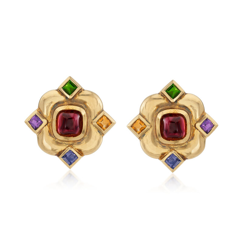 C. 1980 Vintage 10.20 ct. t.w. Multicolored Earrings in 18kt Yellow Gold image number 0