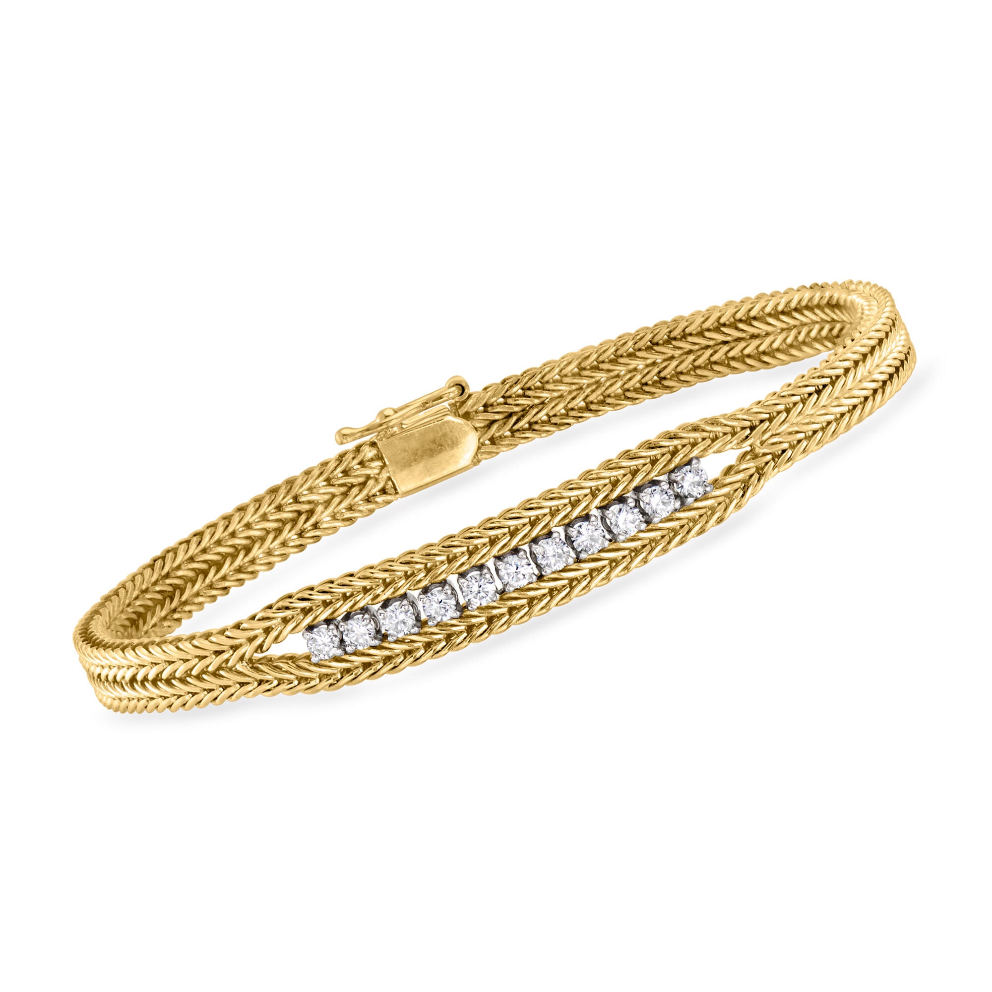 C. 1980 Vintage .65 ct. t.w. Diamond Wheat-Link Bracelet in 14kt