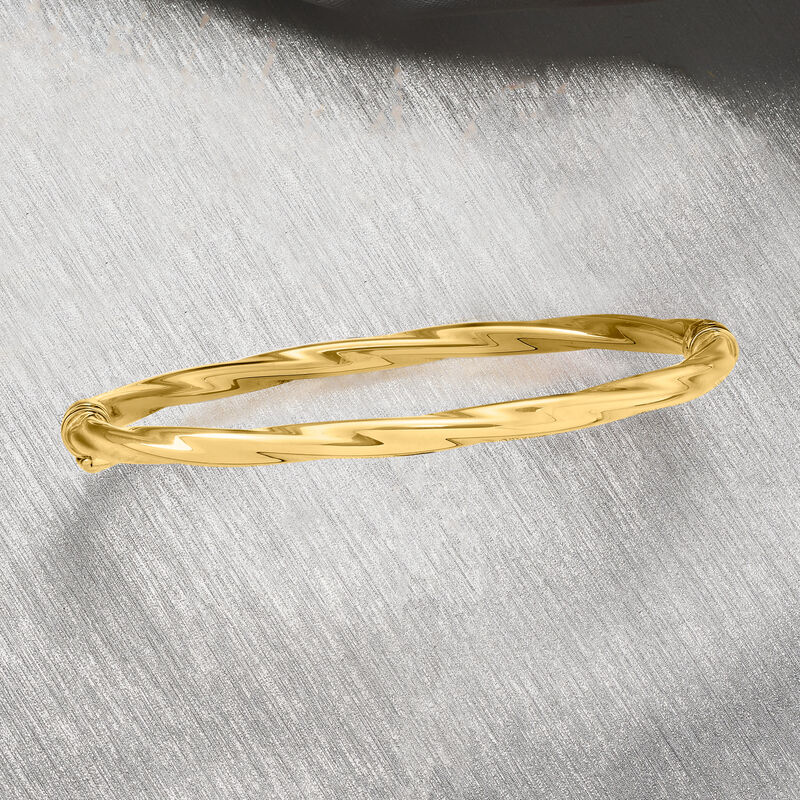Italian 14kt Yellow Gold Oval Twisted Bangle Bracelet image number 3