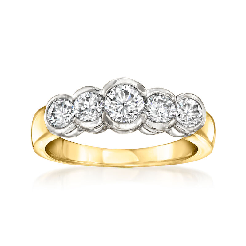 C. 1980 Vintage .95 ct. t.w. Diamond Five-Stone Ring in 18kt Two-Tone Gold image number 0