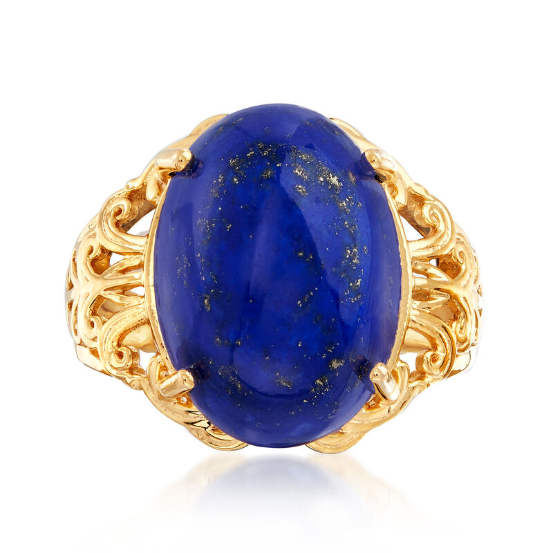 Lapis Open-Space Scrollwork Ring in 18kt Gold Over Sterling image number 0