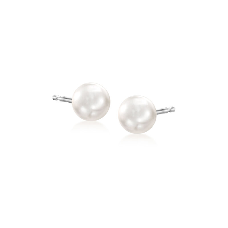 5-5.5mm Cultured Akoya Pearl Stud Earrings in 14kt White Gold image number 0