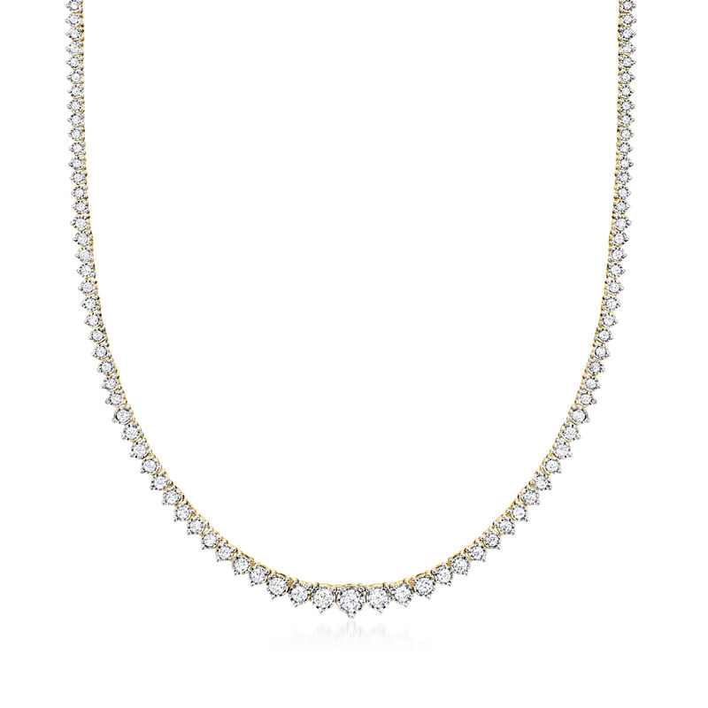 3.00 ct. t.w. Graduated Lab-Grown Diamond Tennis Necklace in 18kt Gold Over Sterling image number 0