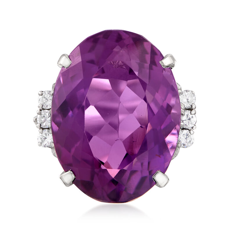 C. 1970 Vintage 26.00 Carat Amethyst and .35 ct. t.w. Diamonds in Platinum image number 0