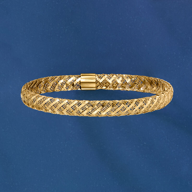 Italian 10kt Yellow Gold Mesh Bangle Bracelet image number 3