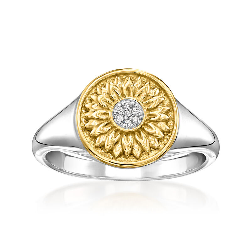 Diamond Sunflower Ring in 18kt Gold Over Sterling and Sterling Silver image number 0
