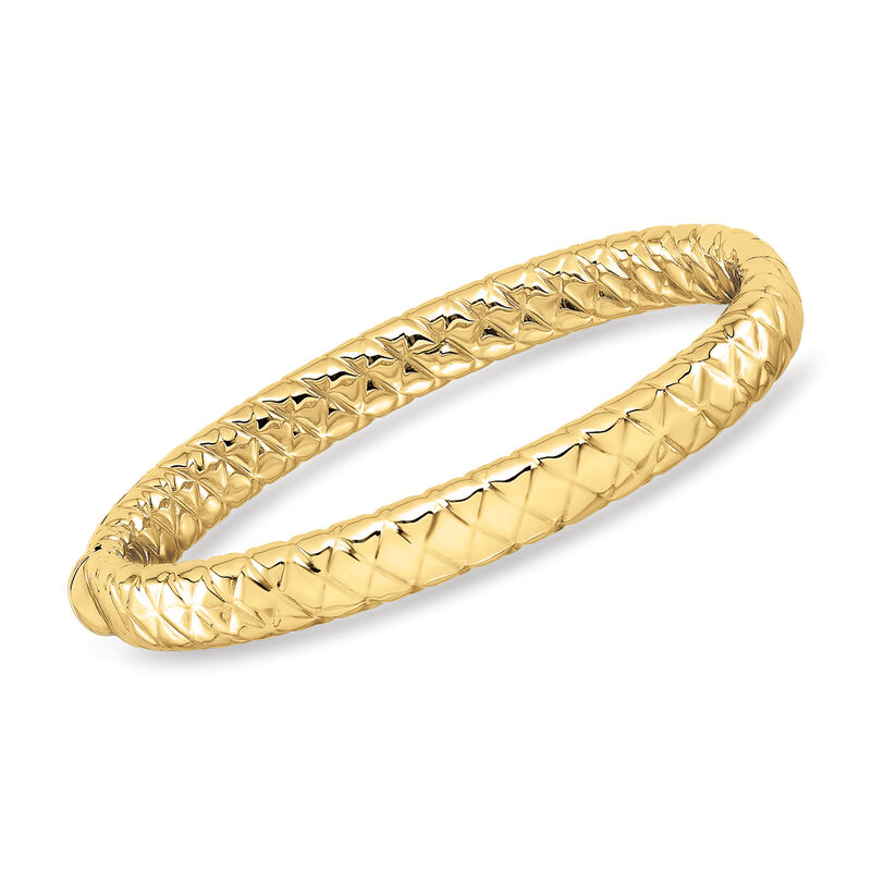 Italian 14kt Yellow Gold Quilted Bangle Bracelet image number 0