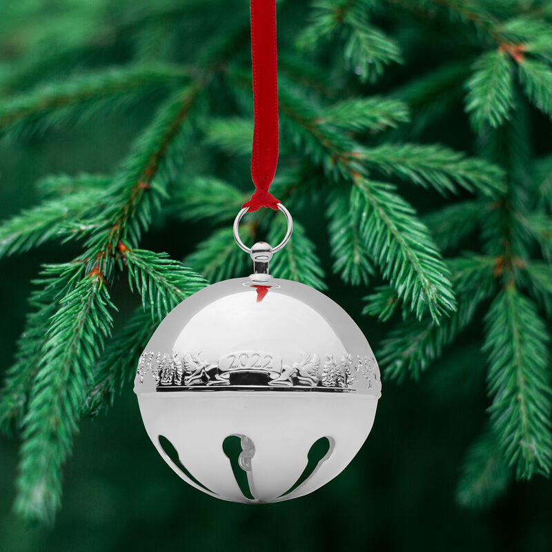Wallace 2022 Annual Silver Plate Sleigh Bell Ornament - 52nd Edition image number 2