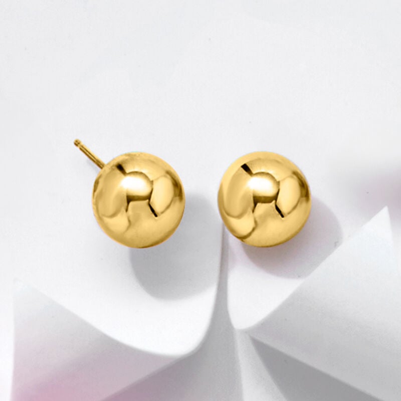 8mm 14kt Yellow Gold Ball Stud Earrings image number 4