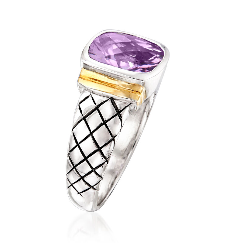 2.10 Carat Amethyst Ring in Sterling Silver and 14kt Yellow Gold image number 2