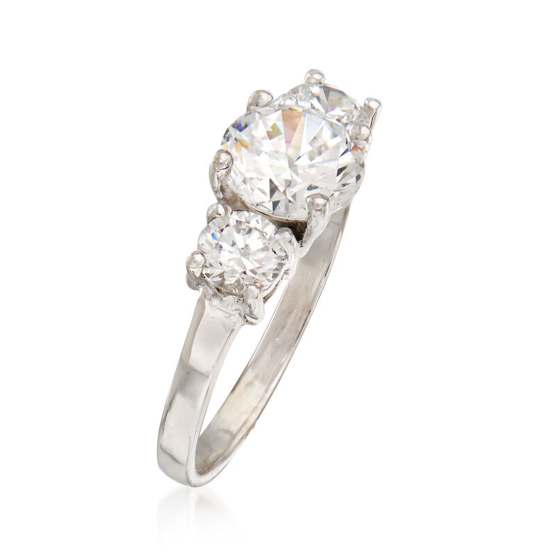 C. 1990 Vintage 1.60 ct. t.w. CZ Three-Stone Ring in 14kt White Gold. Size 5 image number 2