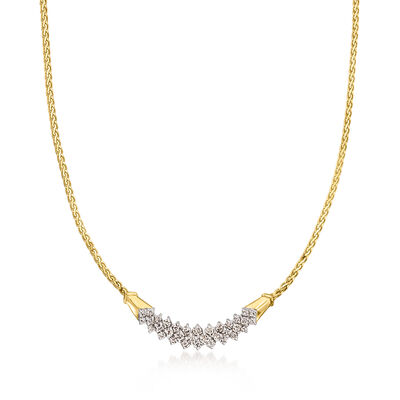 C. 1980 Vintage 1.50 ct. t.w. Diamond Center-Station Necklace in 14kt Yellow Gold