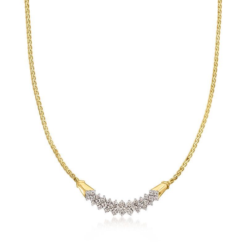 C. 1980 Vintage 1.50 ct. t.w. Diamond Center-Station Necklace in 14kt Yellow Gold. 18" image number 0