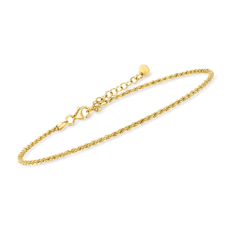 Italian 18kt Gold Vermeil Rope-Chain Anklet. 9&quot; image number 2