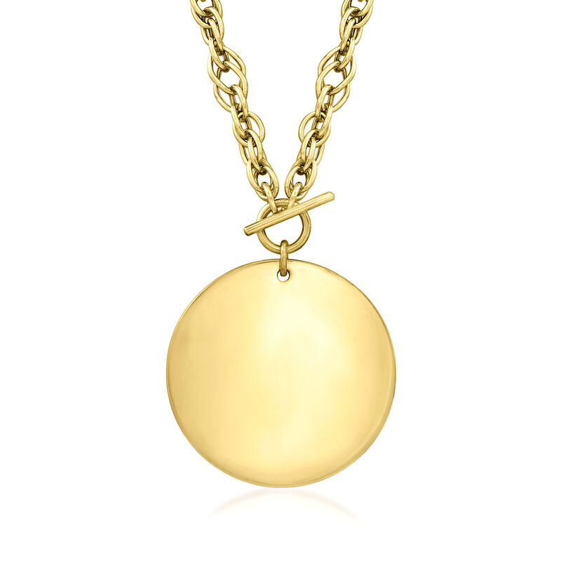 14kt Yellow Gold Personalized Disc Necklace image number 2