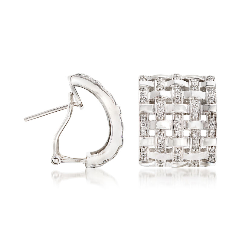 1.20 ct. t.w. Diamond Basketweave Drop Earrings in 14kt White Gold  image number 2