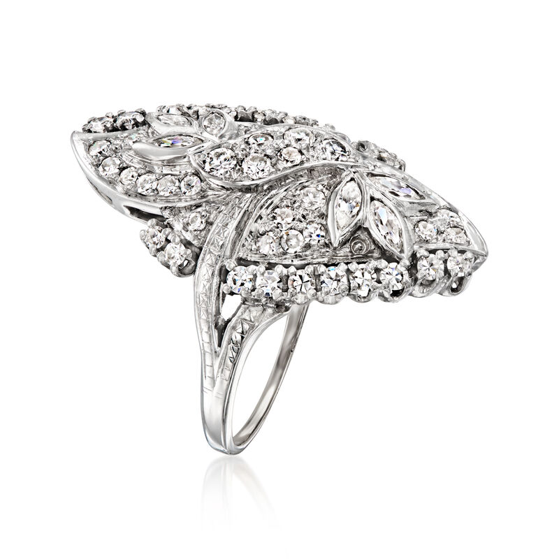 C. 1980 Vintage 1.25 ct. t.w. Diamond Cocktail Ring in 14kt White Gold. Size 5 image number 2