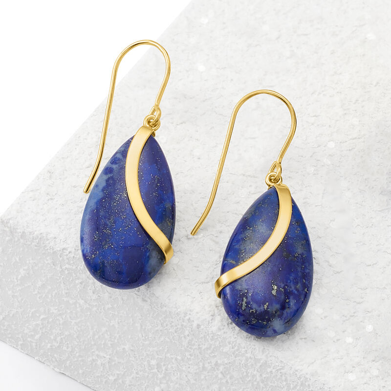 Lapis and 14kt Yellow Gold Teardrop Earrings image number 2
