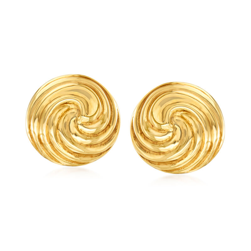 Italian 18kt Yellow Gold Swirl Dome Earrings image number 0