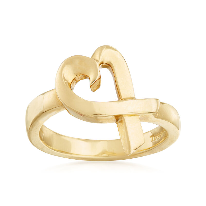 C. 1990 Vintage Tiffany Jewelry &quot;Paloma Picasso&quot; Heart Ring in 18kt Yellow Gold. Size 6 image number 0
