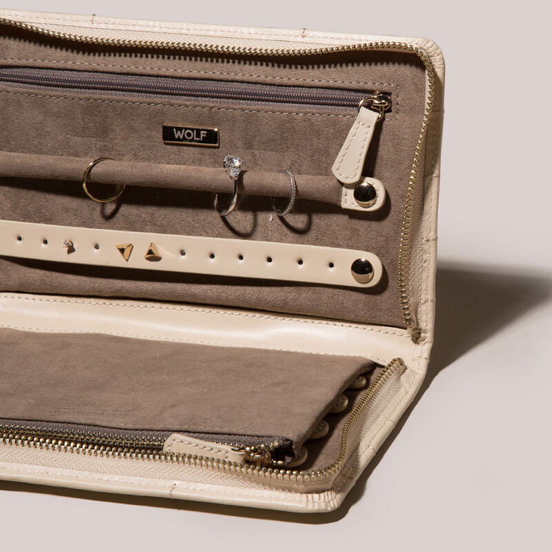 WOLF &quot;Caroline&quot; Ivory Leather Jewelry Portfolio image number 4