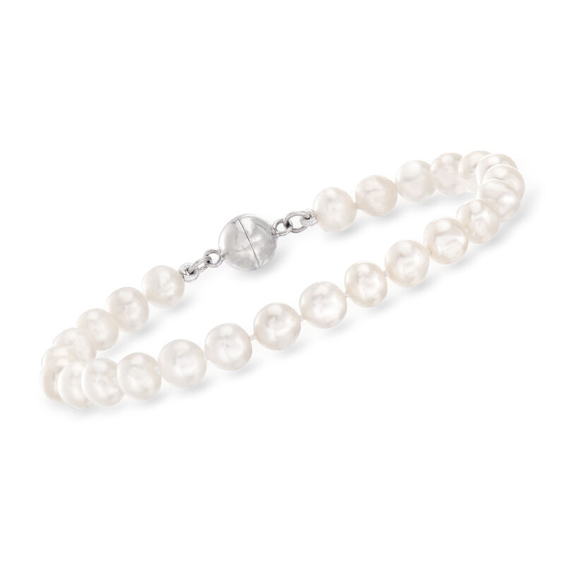 6-6.5mm Cultured Pearl Bracelet in Sterling Silver with Magnetic Clasp image number 0
