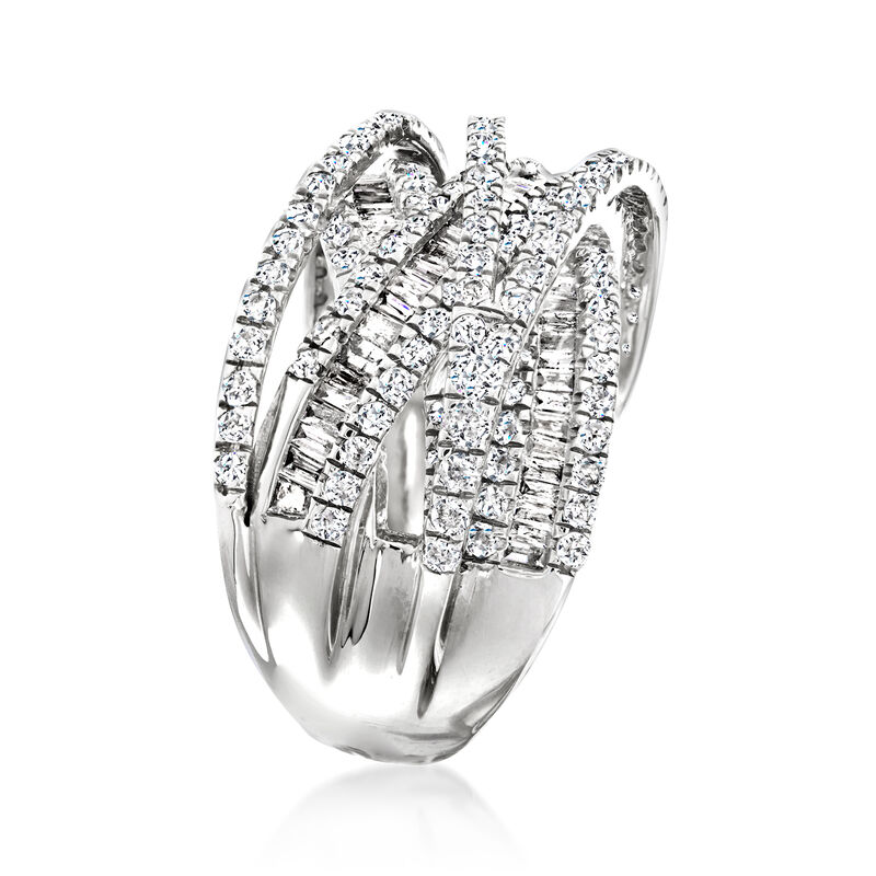 2.00 ct. t.w. Round and Baguette Diamond Highway Ring in 14kt White Gold image number 2