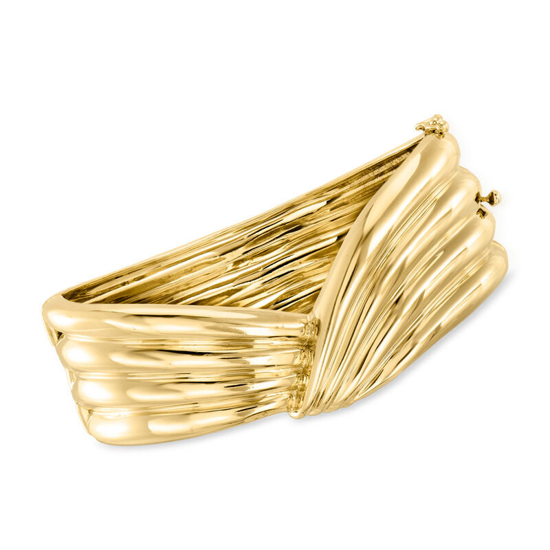 C. 1980 Vintage .80 ct. t.w. Diamond Day/Night Bangle Bracelet in 14kt Yellow Gold. 7&quot; image number 2