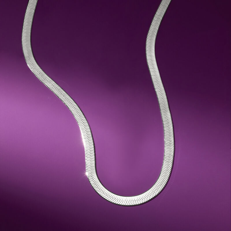 Italian 8mm Sterling Silver Herringbone Necklace image number 2