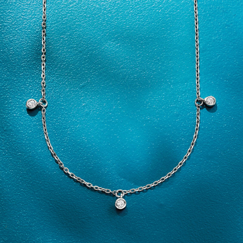 .10 ct. t.w. Diamond Drop Station Necklace in Sterling Silver image number 2