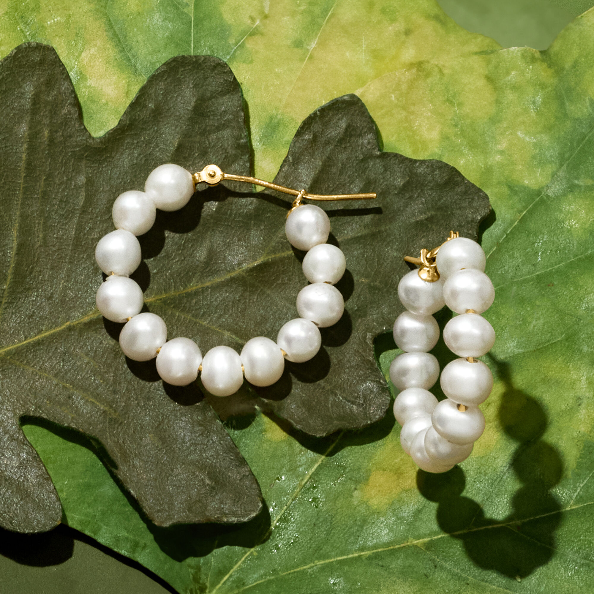 Real pearl hoop earrings store