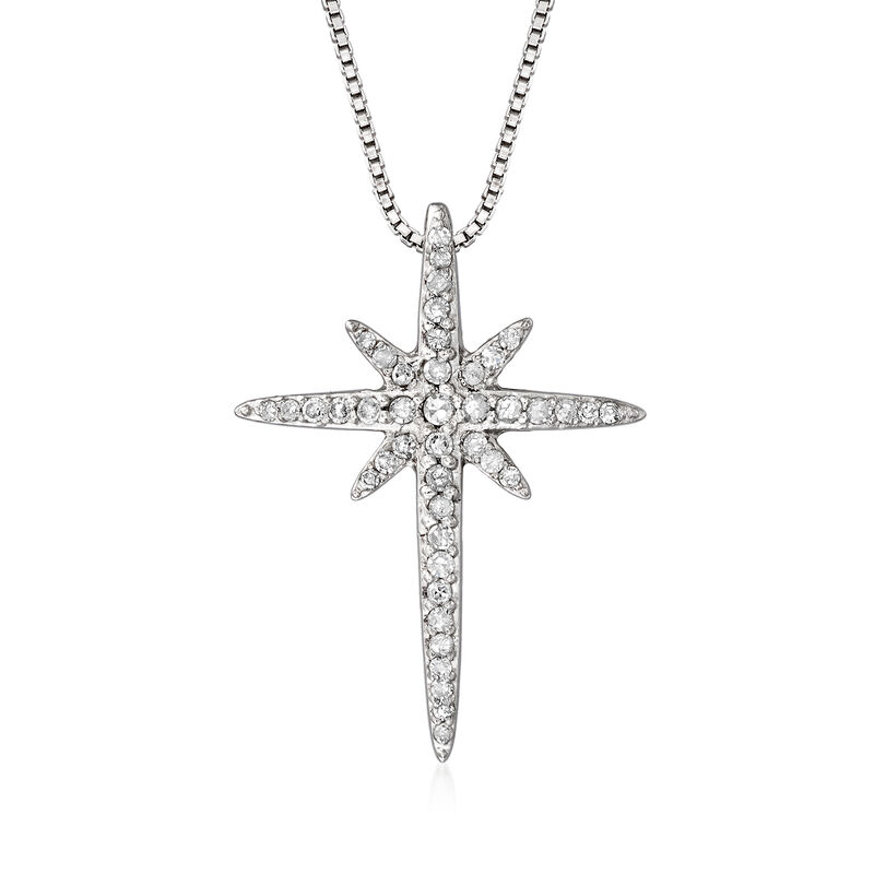 .20 ct. t.w. Diamond Star Pendant Necklace in Sterling Silver. 18&quot; image number 1