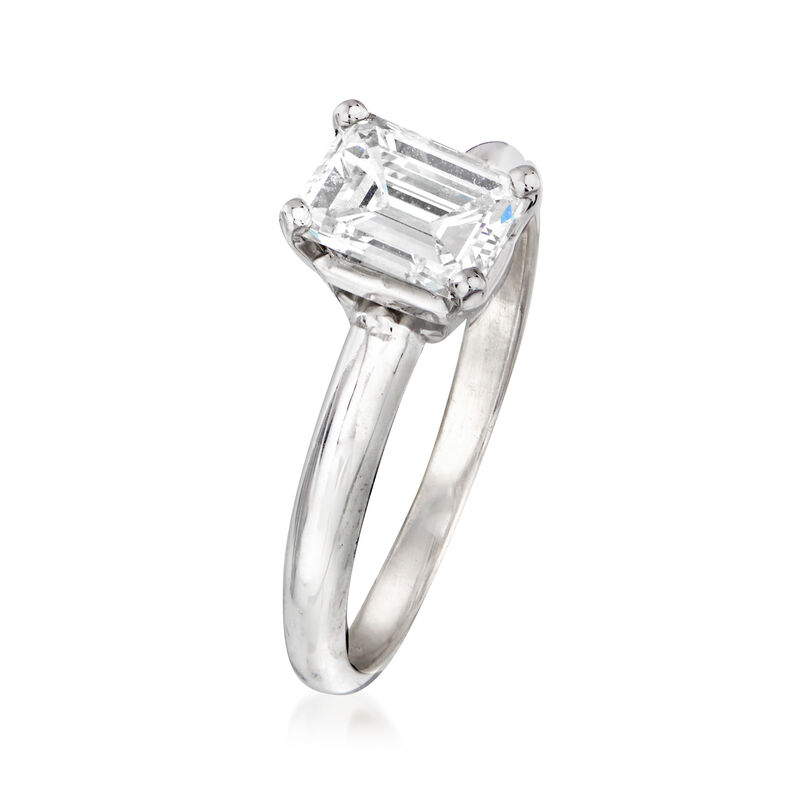 1.20 Carat Certified Emerald-Cut Solitaire Diamond Engagement Ring in 14kt White Gold image number 2