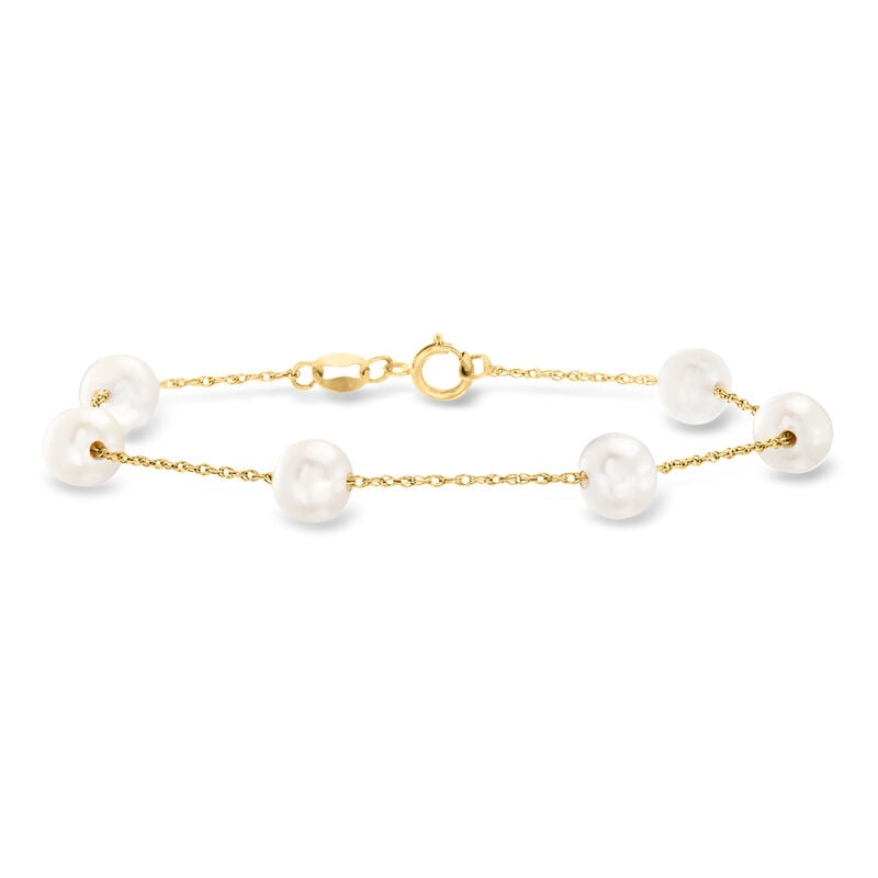 6-6.5mm Cultured Pearl Station Bracelet in 14kt Yellow Gold image number 0