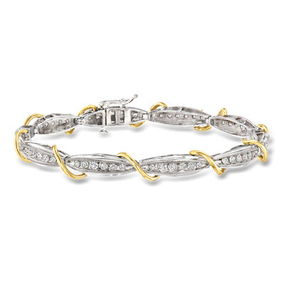 C. 1990 Vintage 1.50 ct. t.w. Diamond Bracelet in 14kt Two-Tone Gold