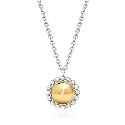 Gabriel Designs Sterling Silver and 14kt Yellow Gold Bead Pendant Necklace