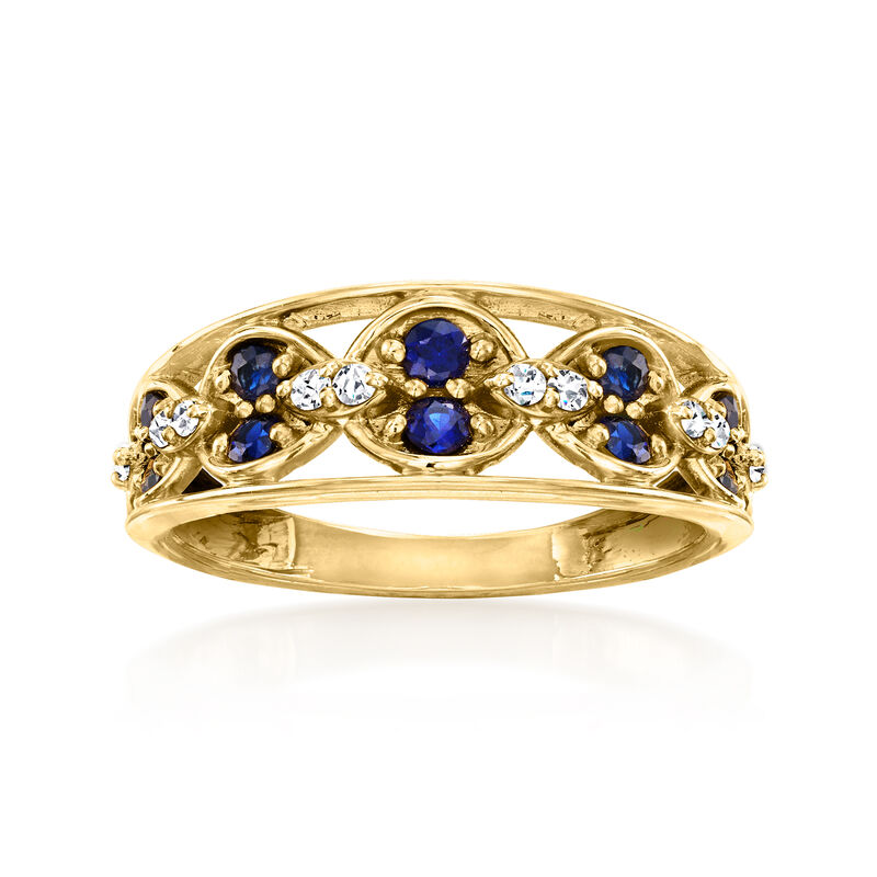 .40 ct. t.w. Sapphire and .12 ct. t.w. Diamond Ring in 14kt Yellow Gold image number 0