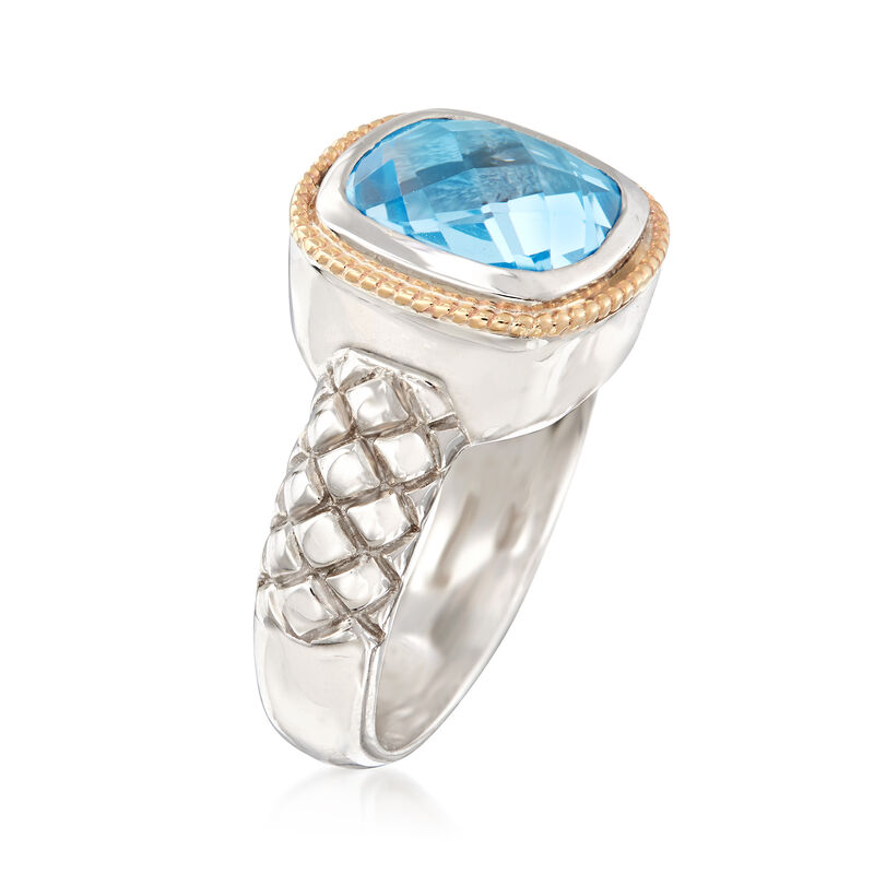 4.60 Carat Sky Blue Topaz Ring in Sterling Silver and 14kt Yellow Gold image number 2