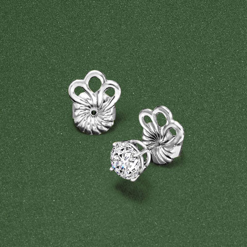 8mm 14kt White Gold Stabilizing Earring Backings image number 3