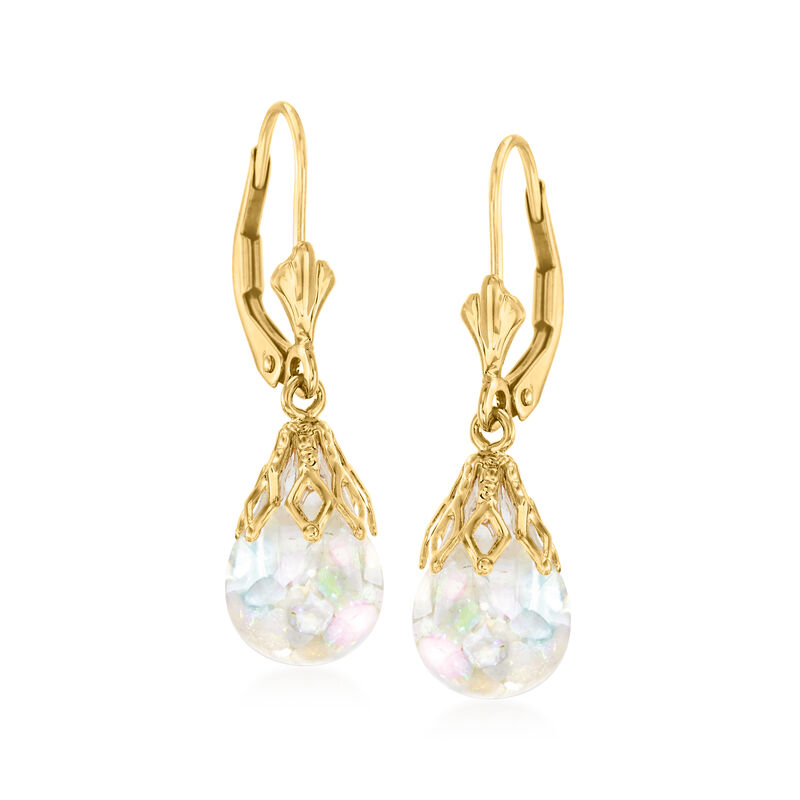 Floating Opal Drop Earrings in 14kt Yellow Gold image number 0